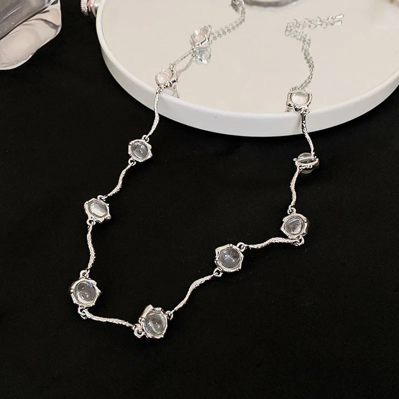 Vintage Moonstone Thin Necklace for Women