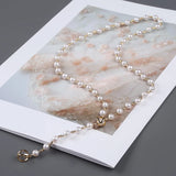 Natural Freshwater Pearl Necklace Long Sweater Chain Plated Bead