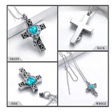 Cross Urn Necklace with Heart Inlaid Birthstone