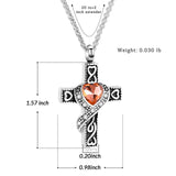 Cross Urn Necklace with Heart Inlaid Birthstone