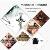 Cross Urn Necklace with Heart Inlaid Birthstone