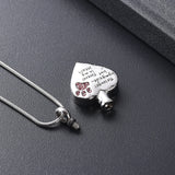 Urn Necklace Birthstone Ashes Cremation Keepsake- Dog Cat Paw Pendant