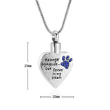 Urn Necklace Birthstone Ashes Cremation Keepsake- Dog Cat Paw Pendant