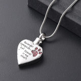 Urn Necklace Birthstone Ashes Cremation Keepsake- Dog Cat Paw Pendant