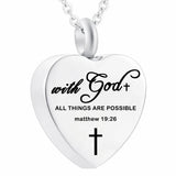 Urn Necklace Heart Charms - with God All Things are Possible