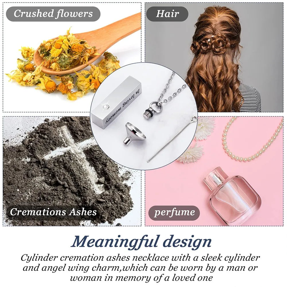 Skeleton Necklace Cremation Strand Pendant - Silver