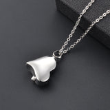 Heart Pendant Cremation Rose Necklace Stainless Steel Keepsake Memorial Locket