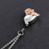 Heart Pendant Cremation Rose Necklace Stainless Steel Keepsake Memorial Locket