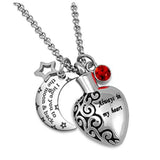 Urn Necklace Always in My Heart I Love You to The Moon and Back 12 Birthstones
