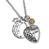 Urn Necklace Always in My Heart I Love You to The Moon and Back 12 Birthstones