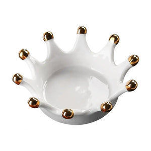 Ceramic Crown Ring Holder Dish Sturdy Jewelry Display Plate