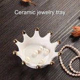 Ceramic Crown Ring Holder Dish Sturdy Jewelry Display Plate