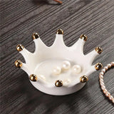 Ceramic Crown Ring Holder Dish Sturdy Jewelry Display Plate