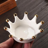 Ceramic Crown Ring Holder Dish Sturdy Jewelry Display Plate