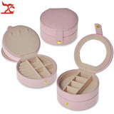 Mini Jewelry Box Leather Makeup Case Portable Travel Ring Earring Organizer