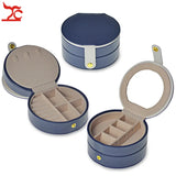 Mini Jewelry Box Leather Makeup Case Portable Travel Ring Earring Organizer