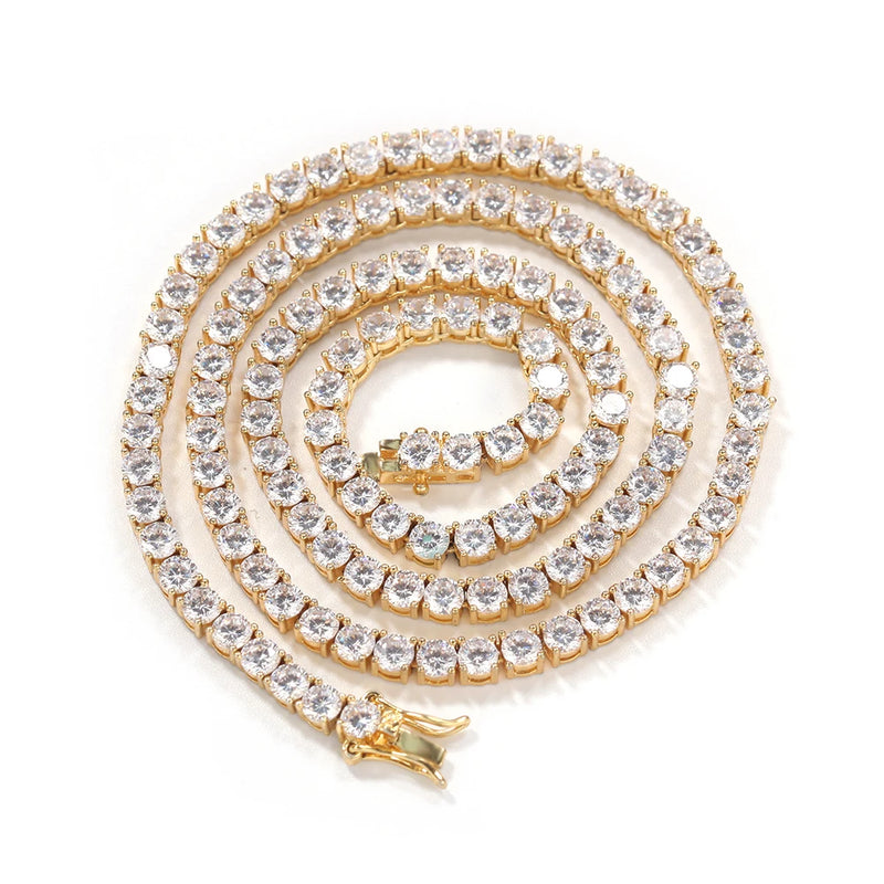 Uwin 3mm 4mm 5mm 8mm Tennis Chain Mens Zircon 1 Row CZ Iced Out Necklace