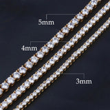 Uwin 3mm 4mm 5mm 8mm Tennis Chain Mens Zircon 1 Row CZ Iced Out Necklace