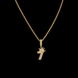 Uwin Bling Number 7 Crown Necklace Men Iced CZ Charm Silver Chain Pendant
