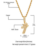 Uwin Bling Number 7 Crown Necklace Men Iced CZ Charm Silver Chain Pendant