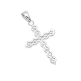 Uwin CZ Cross Pendant Necklace Silver Hiphop Jewelry with 24'' Cuban Link Chain