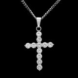 Uwin CZ Cross Pendant Necklace Silver Hiphop Jewelry with 24'' Cuban Link Chain