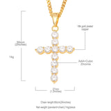 Uwin CZ Cross Pendant Necklace Silver Hiphop Jewelry with 24'' Cuban Link Chain