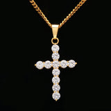 Uwin CZ Cross Pendant Necklace Silver Hiphop Jewelry with 24'' Cuban Link Chain