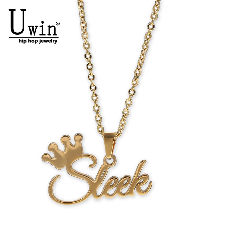 Uwin Stainless Steel Name Necklace Personalized HipHop Jewelry