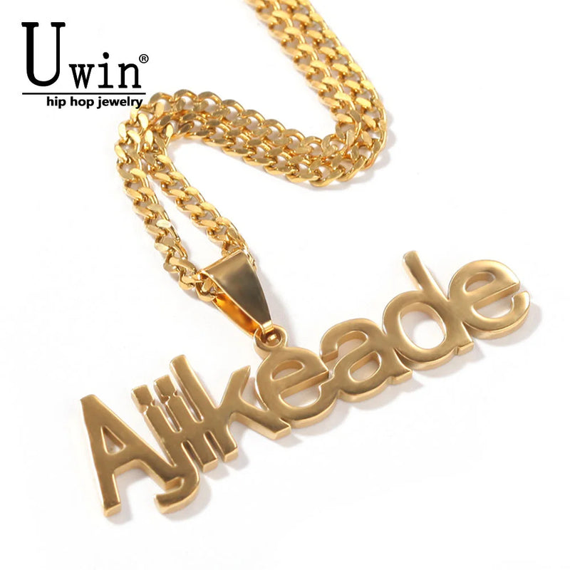 Uwin Name Stainless Steel Necklace Personalized Necklace Hiphop Jewelry