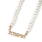 Uwin Name Necklace Mini Letter Pearl Chain 8mm CZ Hiphop Jewelry