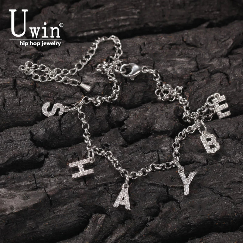 Uwin DIY Initial Name Personalized Letter Bracelet - Gift