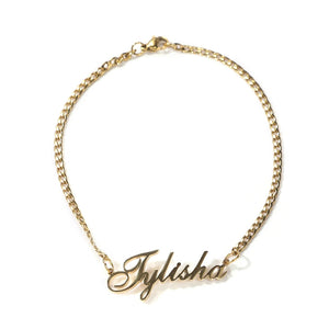 Personalised Initial Anklets Name Bracelet Cuban Chain Stainless Steel Gift
