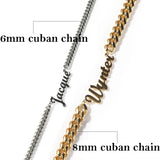 Uwin Personalised Initial Pendant Name Necklace with Cuban Chain Stainless Steel