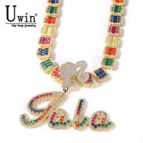 Uwin Multicolor Cursive Letter Icy Girl Name Necklace Pendant