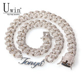 Uwin Name Necklace with CZ Cuban Chain HipHop Jewelry