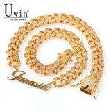 Uwin Name Necklace with CZ Cuban Chain HipHop Jewelry