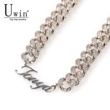 Uwin Name Necklace with CZ Cuban Chain HipHop Jewelry