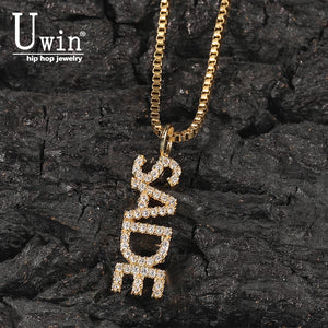 Uwin Name Necklace Mini Letters Vertical Personalized Necklace