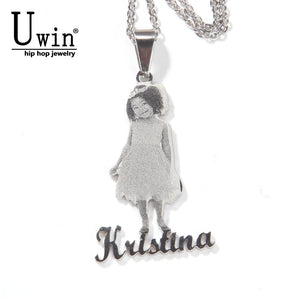 Uwin Name Necklace Photo Laser Printing Pendant DIY Personalised Letters