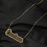 Uwin Rhinestone Name Necklace Stainless Steel Initial Choker Gift