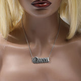 Uwin Rhinestone Name Necklace Stainless Steel Initial Choker Gift