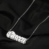 Uwin Rhinestone Name Necklace Stainless Steel Initial Choker Gift
