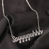 Uwin Name Necklace With Rhinestone Letters Choker Pendant