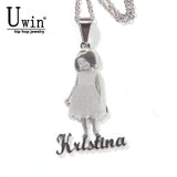 Uwin Personalised Letters Necklace Photo Laser Printing Pendant DIY Name