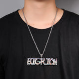 Uwin Rainbow Baguette Letters Name Necklace CZ Letter Pendant Colorful