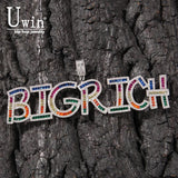 Uwin Rainbow Baguette Letters Name Necklace CZ Letter Pendant Colorful