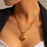 Uworld 18K Plated Heart Pendant Necklace Bracelet Set