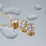 Uworld Zircon Square Stud Earrings Women Jewelry Gift