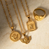 Stainless Steel Angel Pendant Necklace 18K Plated Chain Jewelry for Women